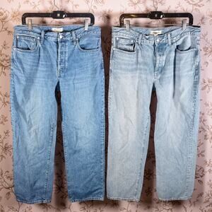 Madewell Lot 2 Women's 30 Low-Slung Straight Jeans 100% Cotton Denim Fair Trade
